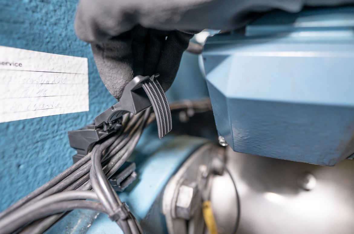 Ratchet P-clamp installert i en vindturbin