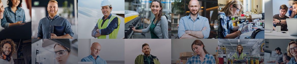 Eliaden panoramabakgrunn med installatører og håndtverkere